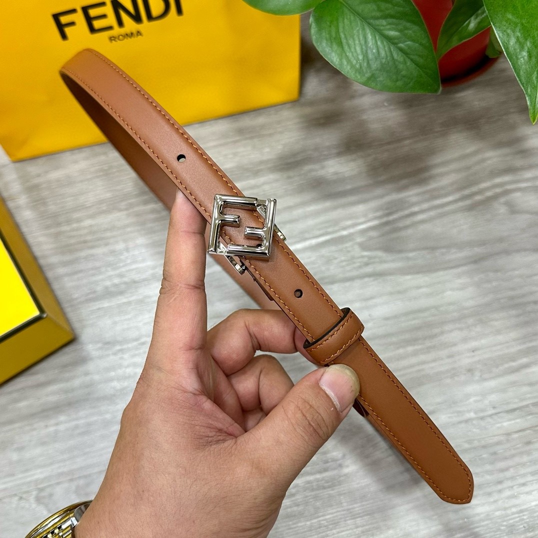 シンプル FFダイヤモンド ベルト フェンディ ベルト 偽物 細ベルト ブラウン-3
