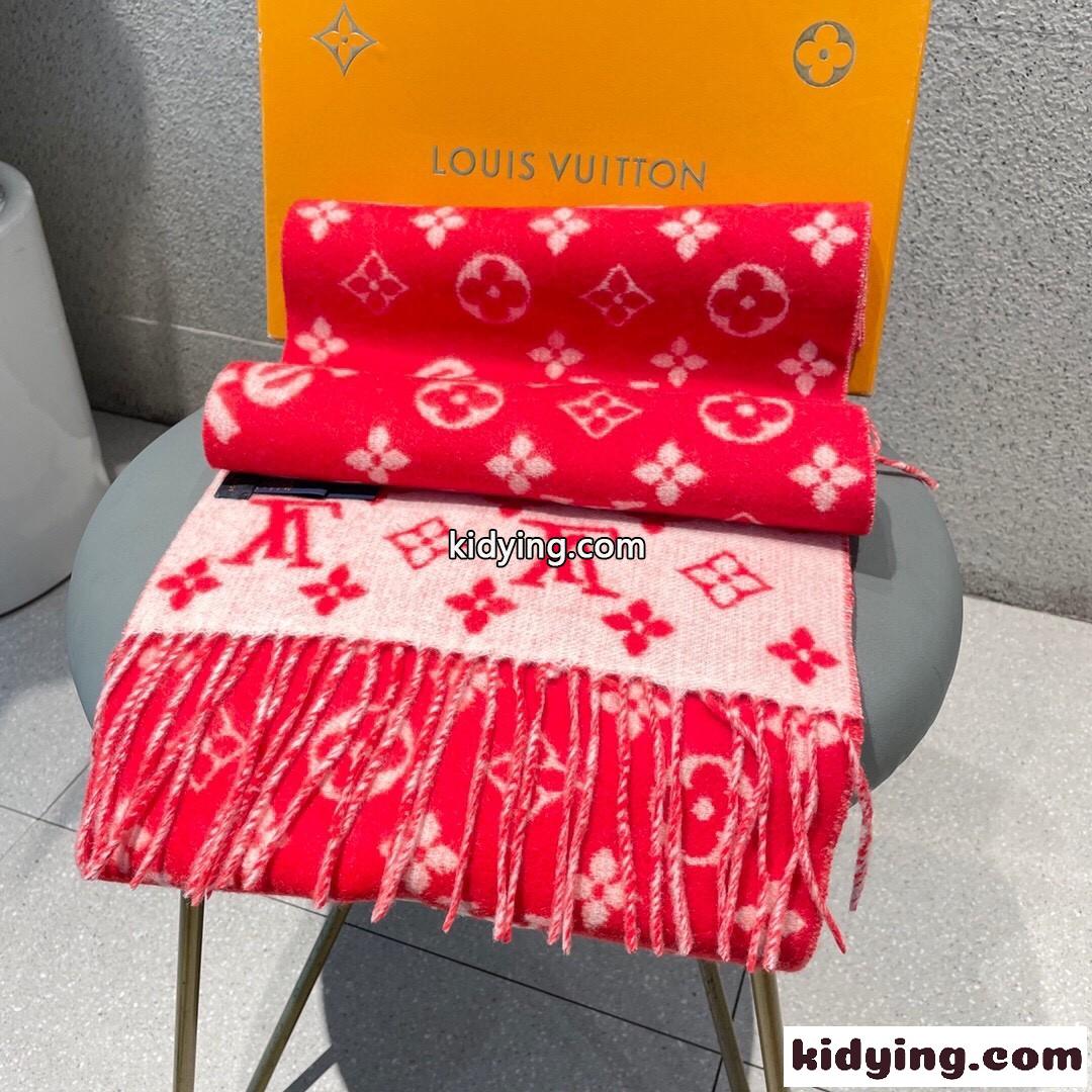 大人気 Supreme×LouisVuitton モノグラム マフラー コピー カシミヤ レッド-0