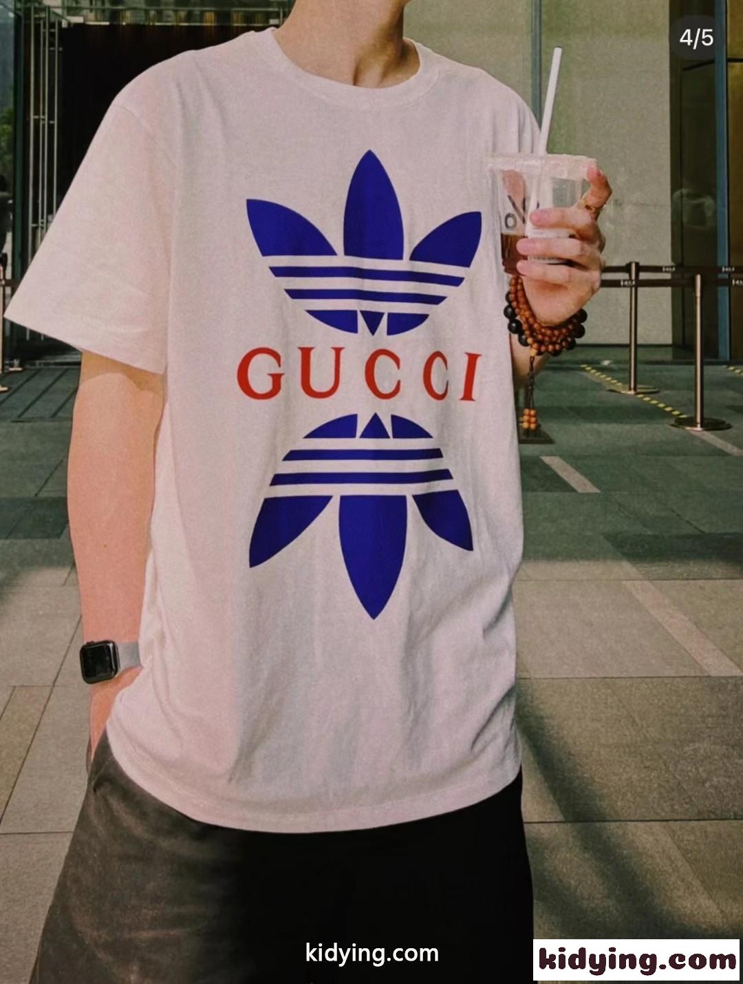 adidas x Gucci コットンジャージー 半袖 クルーネック トップス グッチ Tシャツ コピー ユニセックス-3