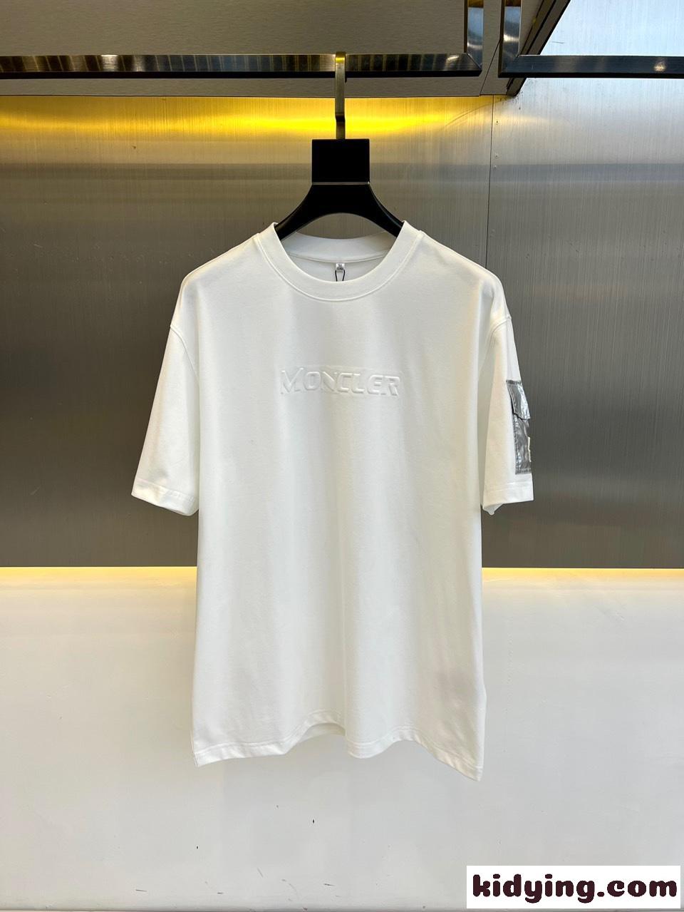 カジュアル クルーネック コットン 半袖Tシャツ モンクレール Tシャツ コピー ホワイト-0