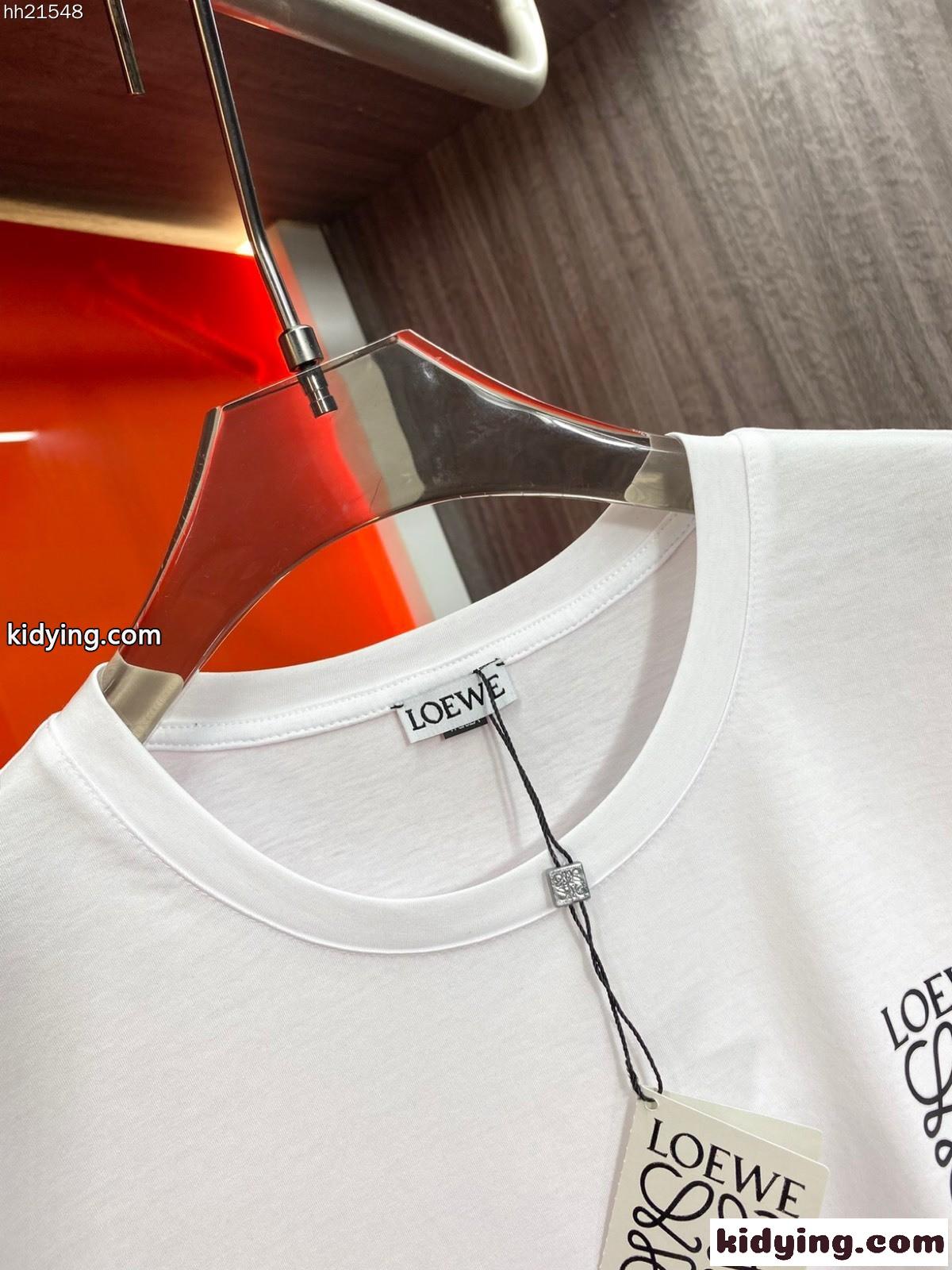 シルケット コットン 快適 クルーネック ロゴ プリント ロエベ tシャツ コピー 半袖 トップス-3