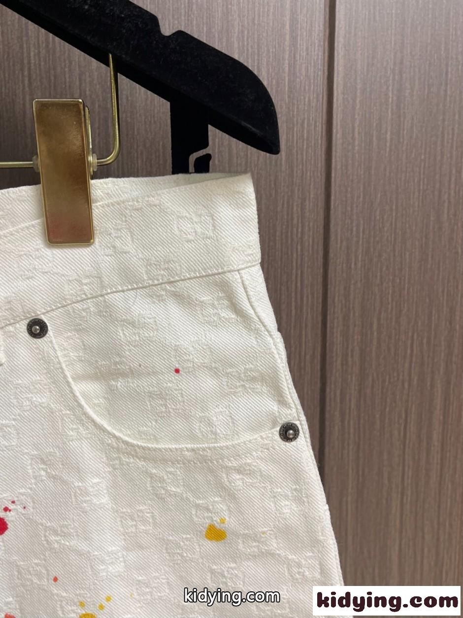 GGジャカード ペイント ショートパンツ グッチ パンツ 偽物 ホワイト-2