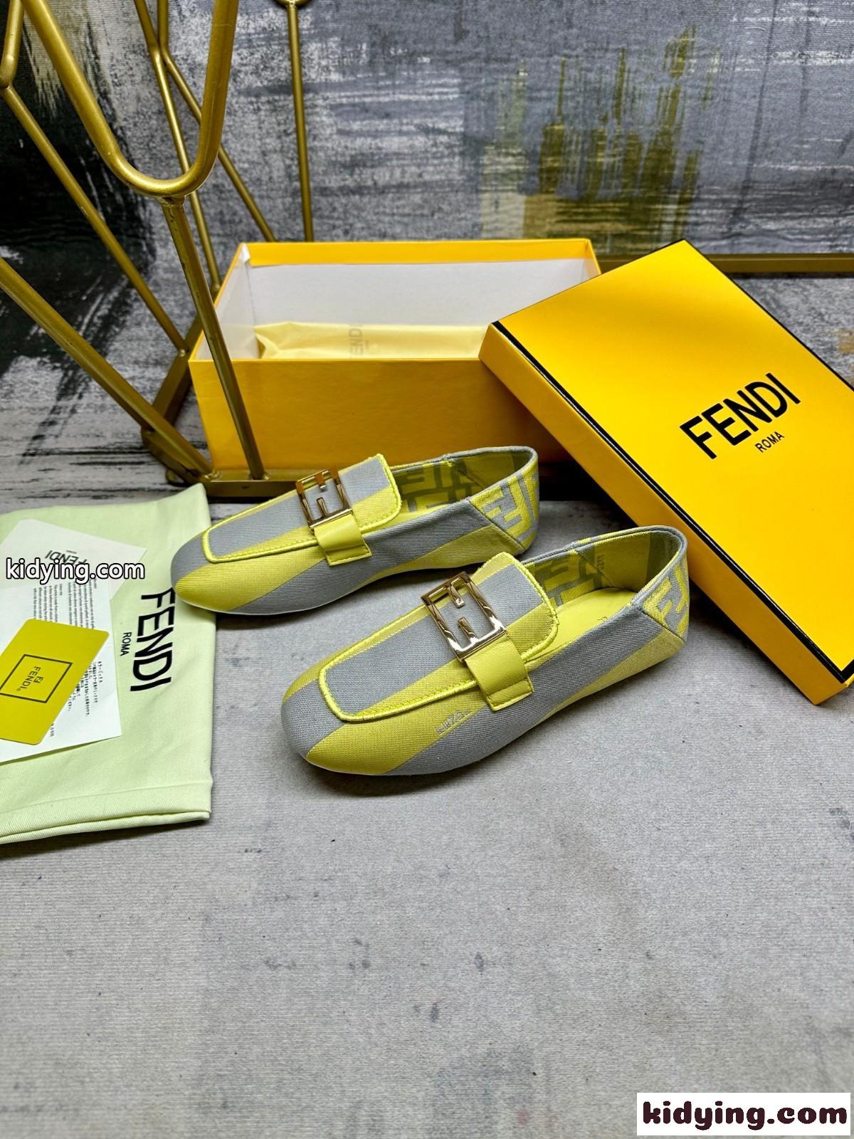 バゲット キャンバス ローファー フェンディ モカシン スーパーコピー イエロー-2