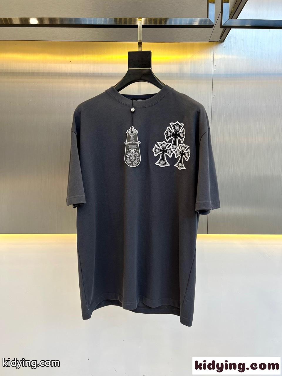 クルーネック 半袖Tシャツ クロムハーツ Tシャツ コピー メンズ ファッション-1