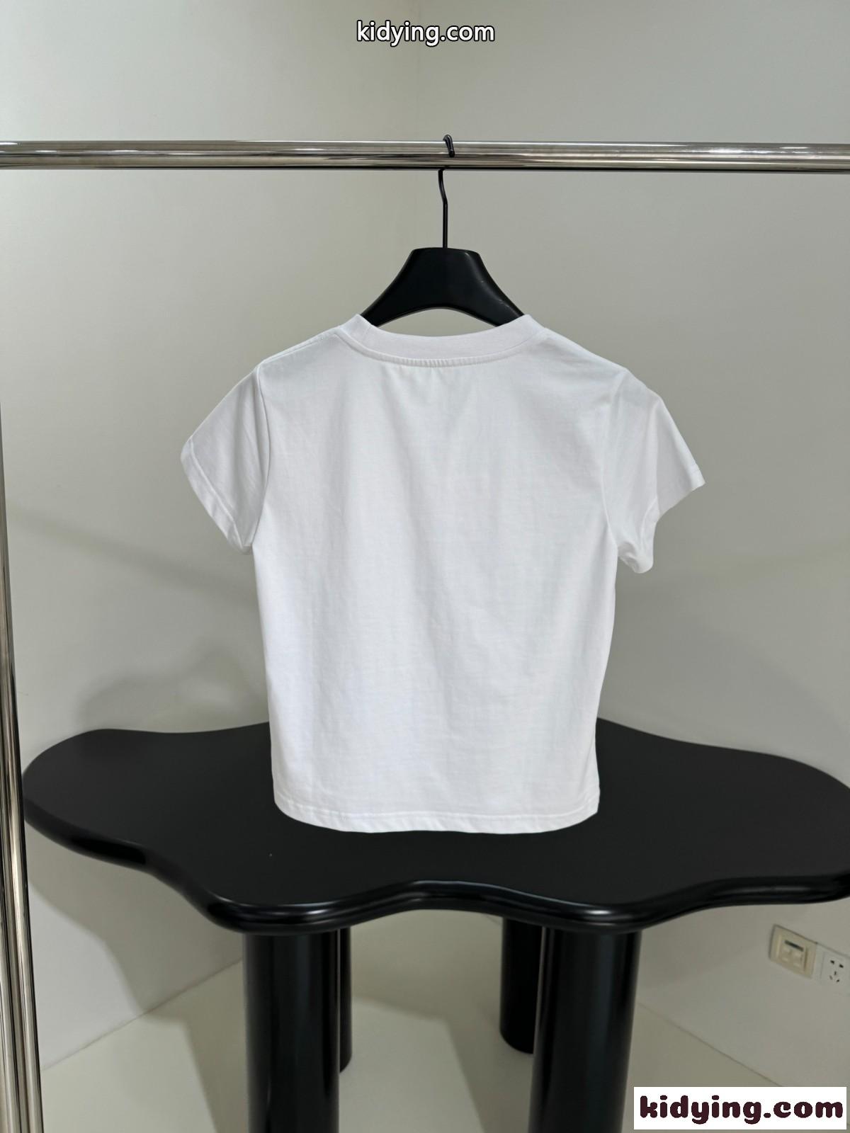 シンプル ロゴ 半袖Tシャツ アレキサンダーワング Tシャツ コピー コットン ホワイト-1