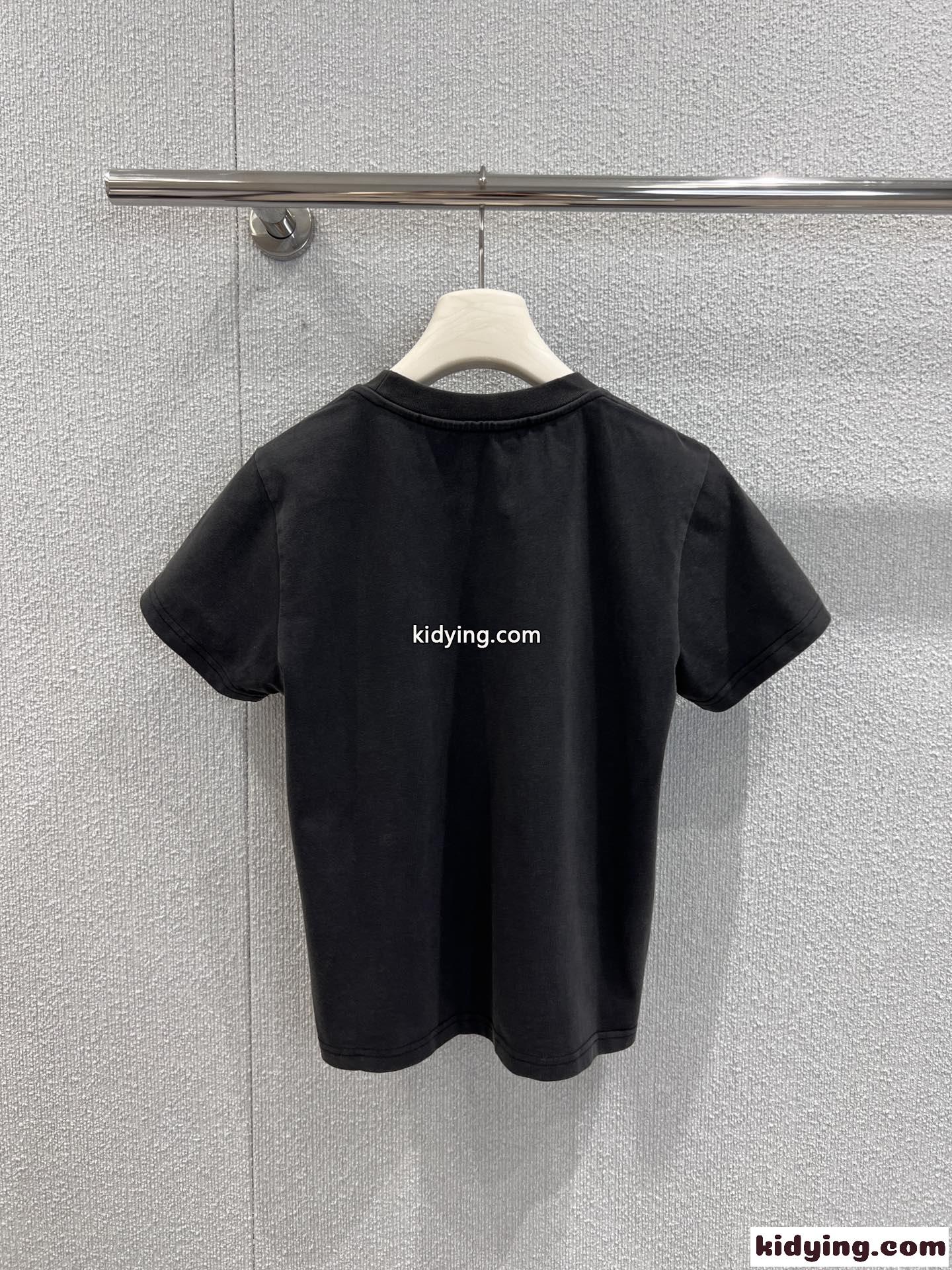 コンパクト ロゴ入り 半袖Tシャツ アレキサンダーワング Tシャツ コピー ブラック-2