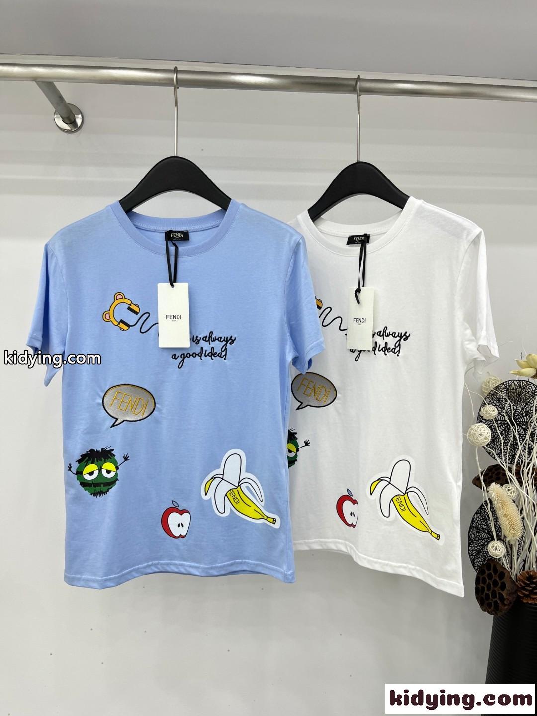 フェンディ Tシャツ コピー 可愛い プリント クルーネック 半袖Tシャツ-0