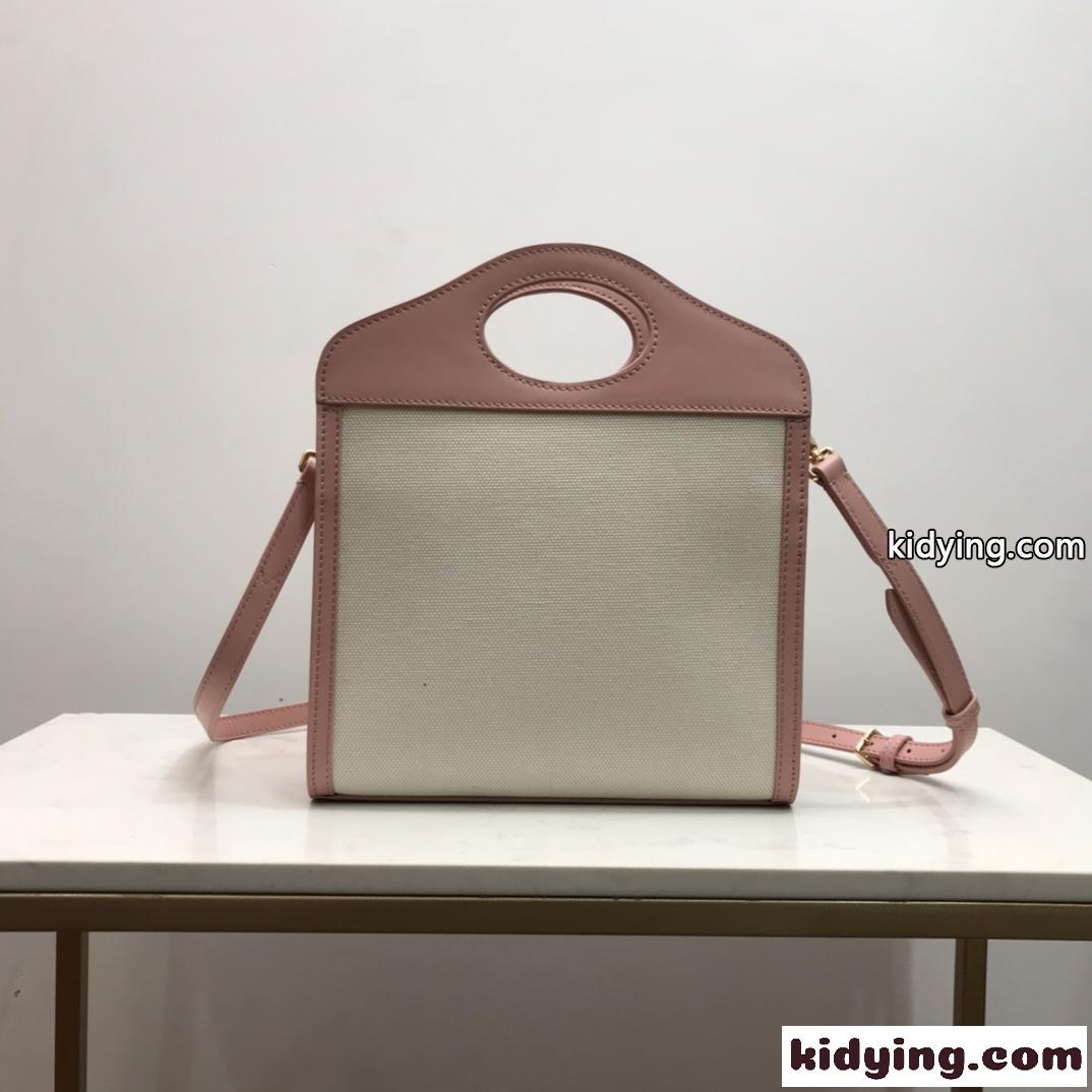 ミニ ロゴ キャンバス＆レザー ポケットバッグ バーバリー バッグ コピー レディース トートバッグ-1