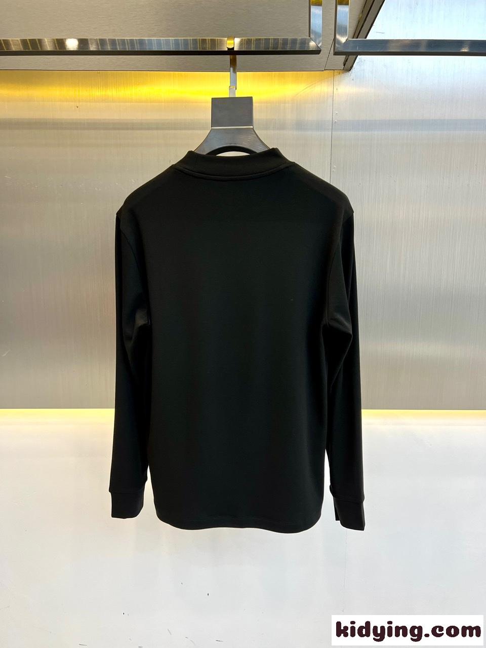 プラダ Tシャツ 偽物 ベーシック 上品 合わせやすい 長袖Tシャツ ブラック-4