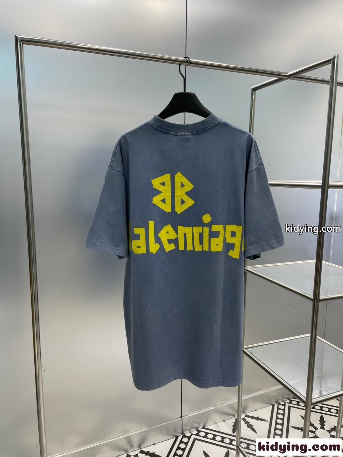 人気 カジュアル TAPE TYPE Tシャツ バレンシアガ Tシャツ コピー ライトブルー-1