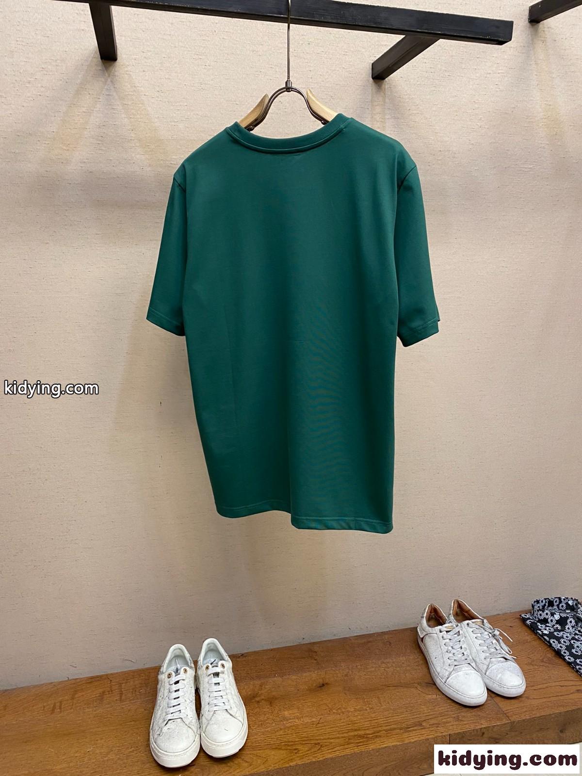 カジュアル ロゴパッチ クルーネック プラダ Tシャツ コピー グリーン-1