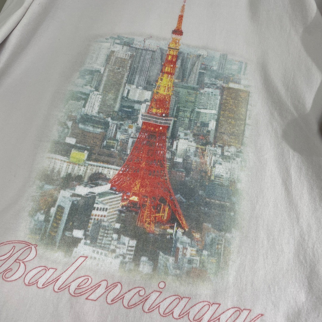 ユニセックス オーバーサイズ プリント Tシャツ バレンシアガ 半袖Tシャツ コピー-4