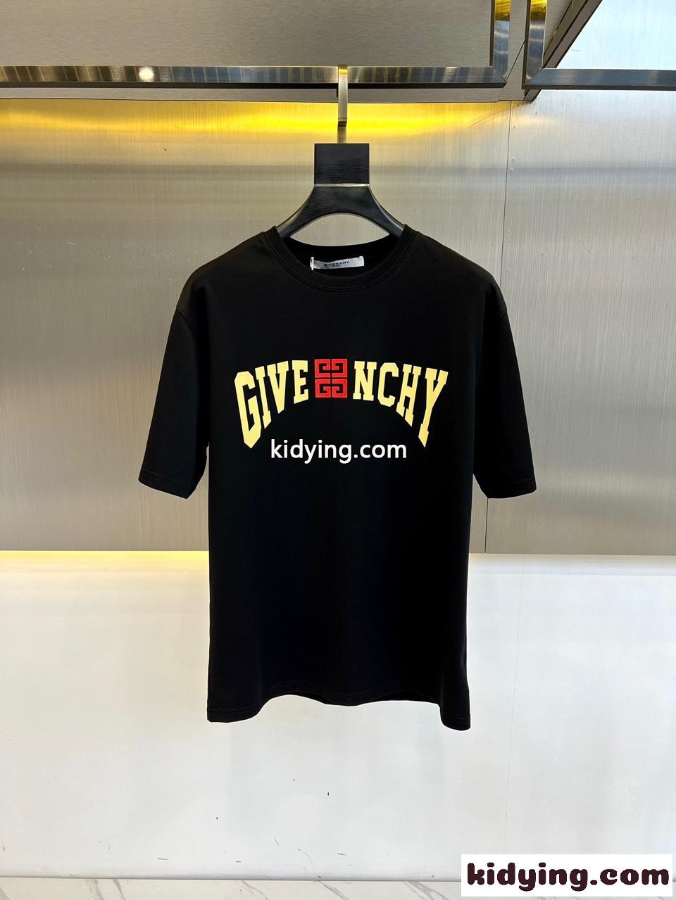カジュアル クルーネック コットン ジバンシィ Tシャツ コピー ブラック-0