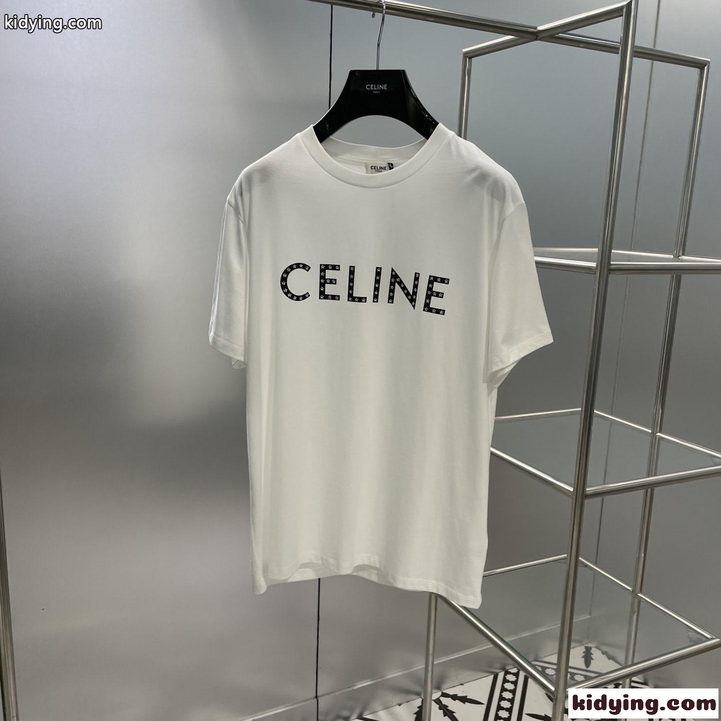 ベーシック 合わせやすい クルーネック オーバーサイズ セリーヌ Tシャツ コピー カジュアル コットン-0