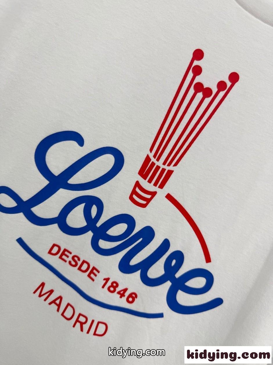 おしゃれ ロゴ コットン 半袖Tシャツ ロエベ Tシャツ 偽物 クルーネック ホワイト-2