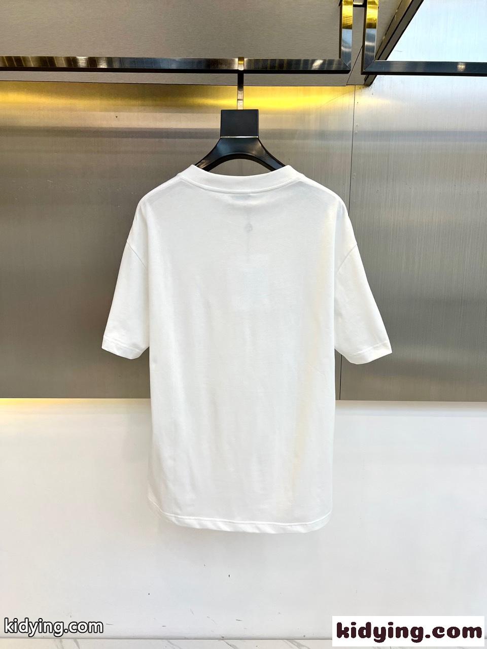 カジュアル 刺繍入り クルーネック モンクレール Tシャツ コピー コットン 半袖Tシャツ ホワイト-3
