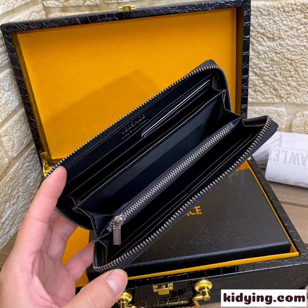 メンズ 長財布 YKK製 ラウンドファスナー ヴェルサーチェ 財布 コピー シンプル おしゃれ 高品質 ブラック-1