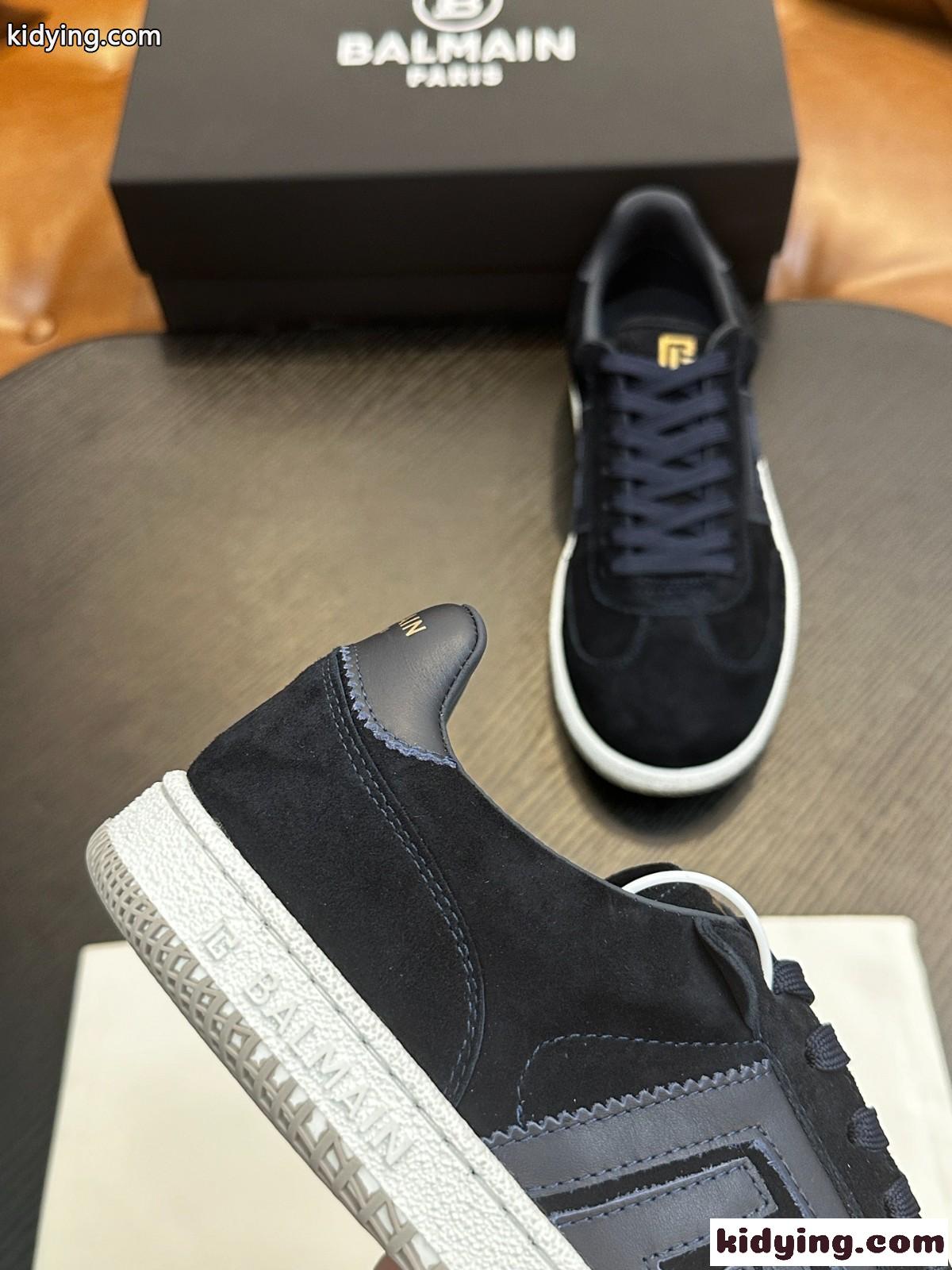 定番 カジュアル Balmain Swan スエードスニーカー バルマン スニーカー スーパーコピー-3