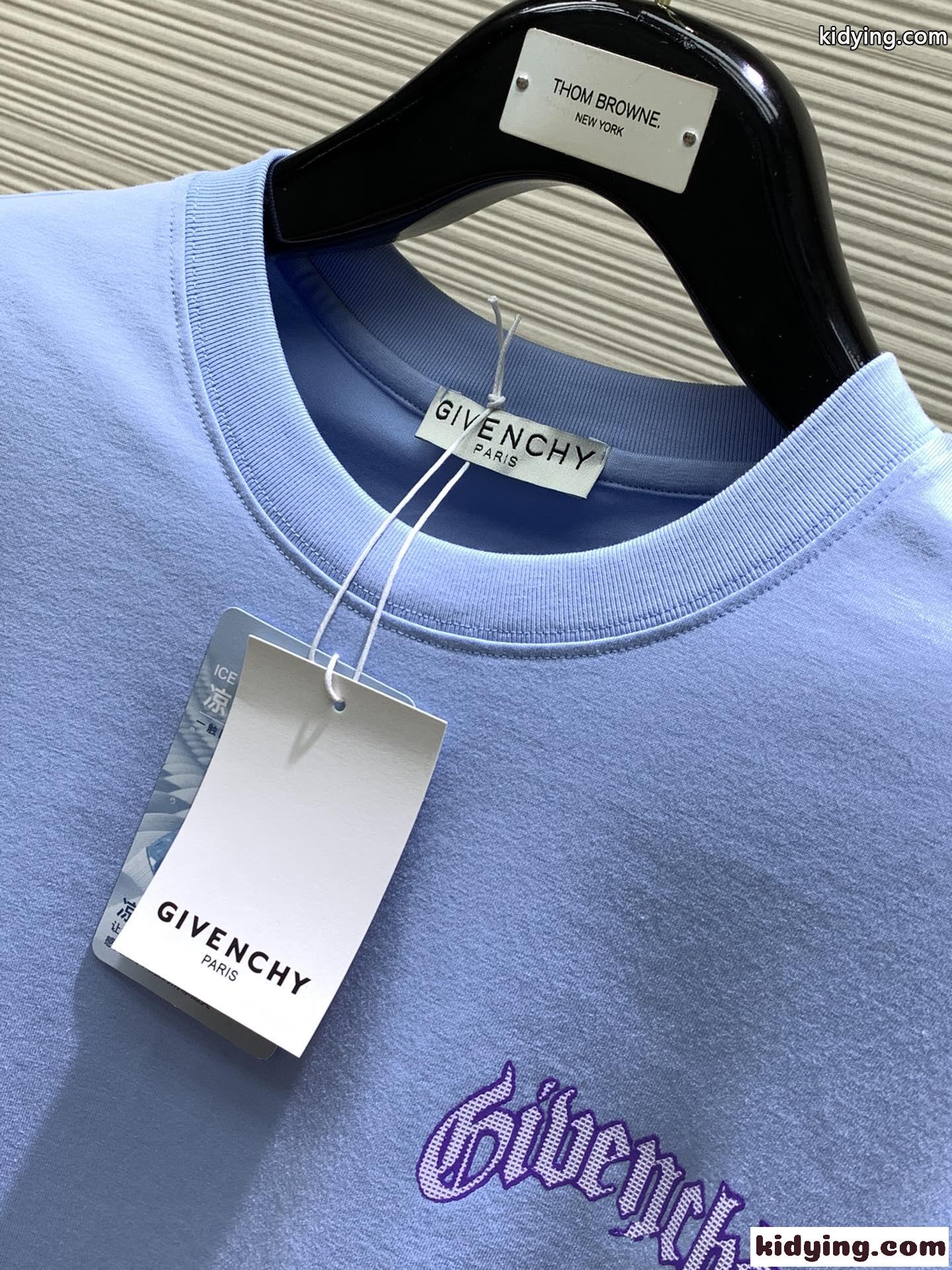 着心地いい コットン ジバンシィ Tシャツ 偽物 クルーネック 半袖Tシャツ ブルー-2