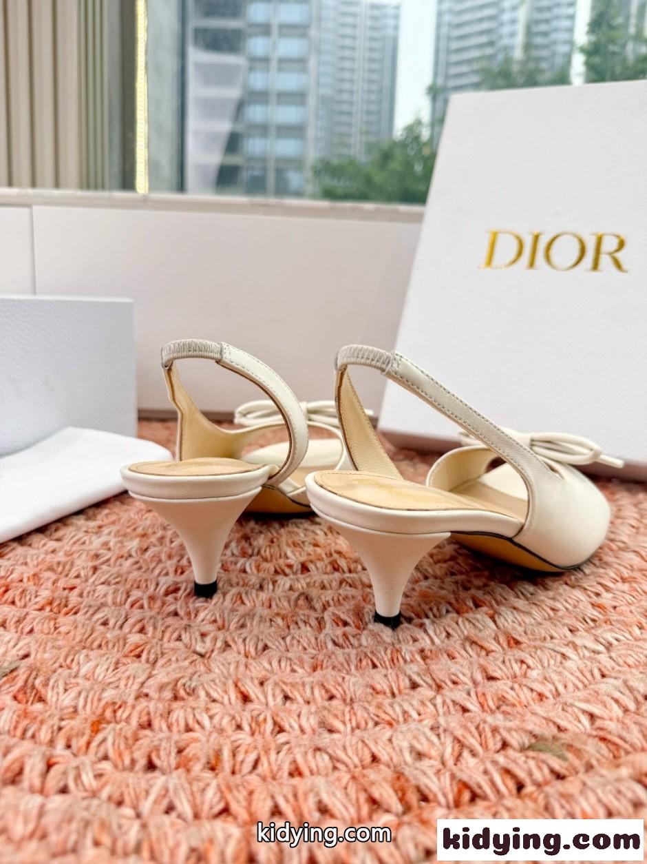 Dior Bow ヒール スリングバックサンダル クリスチャン・ディオール コピー ホワイト-0
