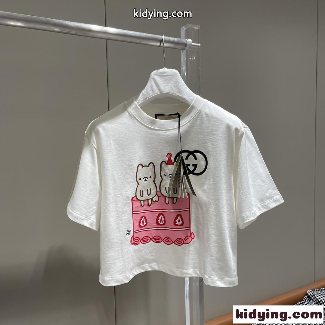 Sorority Gucci Fraternity プリント コットン T シャツ グッチ Tシャツ コピー クロップド-0