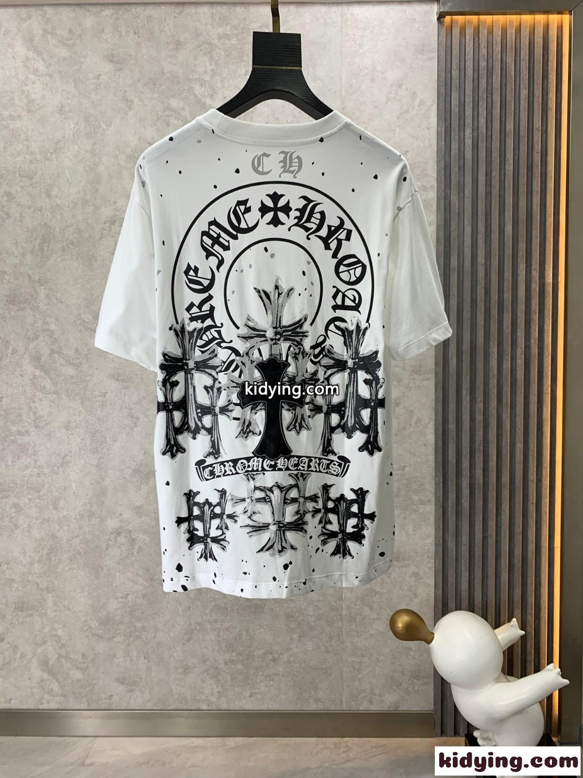 カジュアル ゆったり 快適 クロムハーツ Tシャツ コピー コットン クルーネック 半袖Tシャツ-2