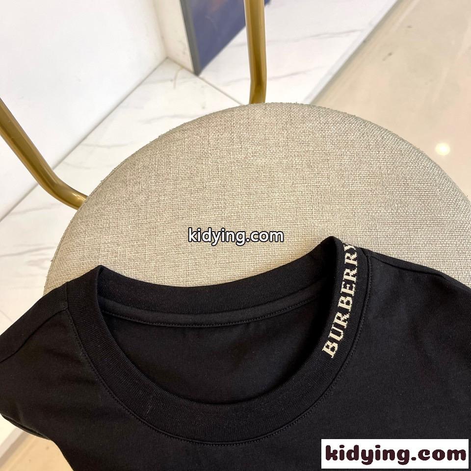 シンプル 上品 合わせやすい 長袖Tシャツ バーバリー Tシャツ 偽物 コットン ブラック-1