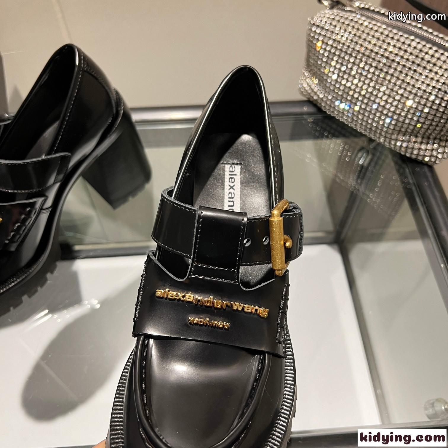 レザー プラットフォーム パンプス アレキサンダーワング パンプス コピー ブラック-0