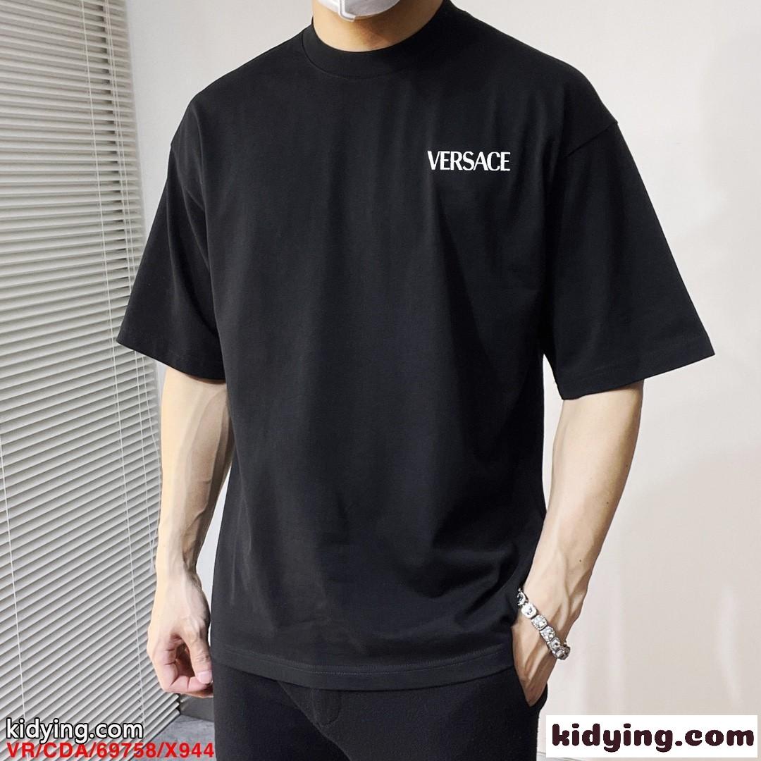 ベーシック 着回し クルーネック ヴェルサーチェ Tシャツ コピー 半袖 トップス ブラック-0