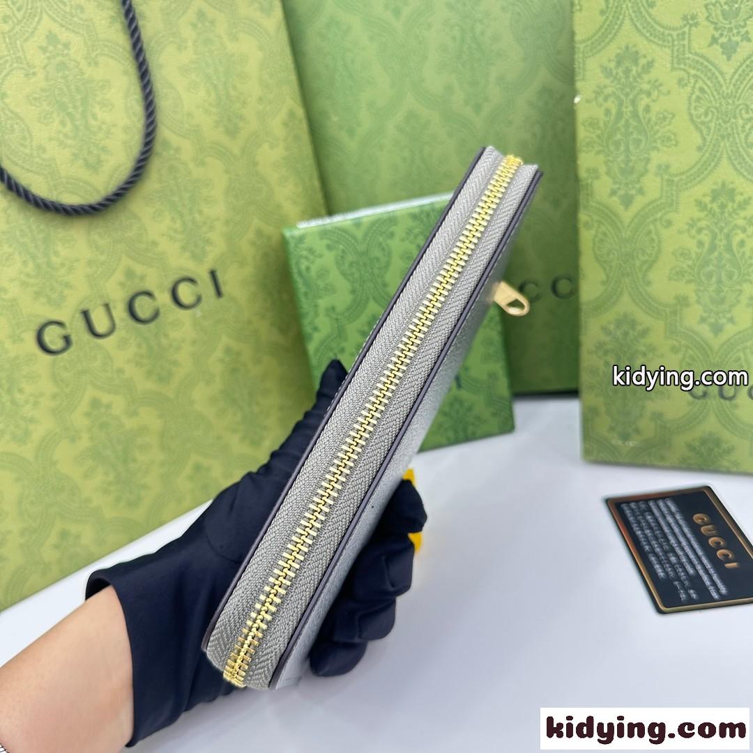 カットアウト インターロッキングG ジップアラウンドウォレット グッチ 財布 コピー グレー-1