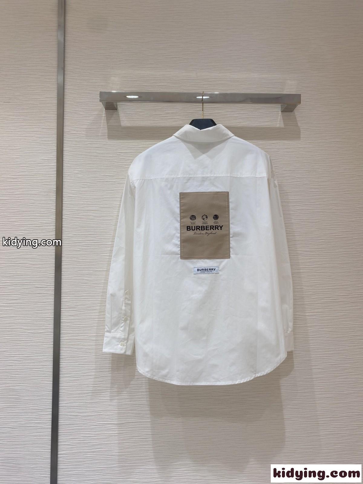 カジュアル おしゃれ バーバリー シャツ コピー 長袖 ラベルアップリケ トップス 白 ホワイト-2