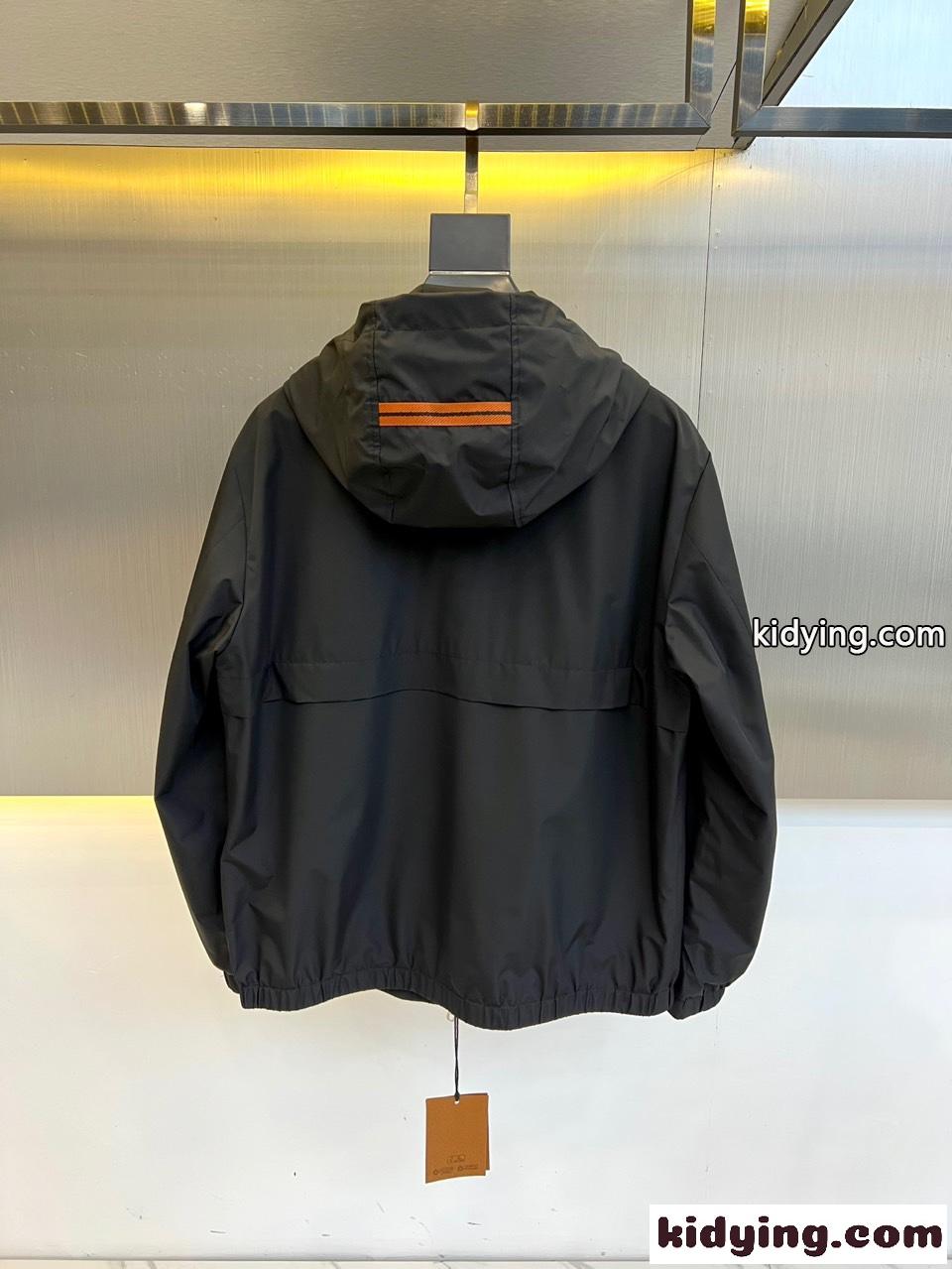 シンプル カジュアル 上品 フーデットブルゾン エルメネジルド・ゼニア ジャケット コピー ブラック-4