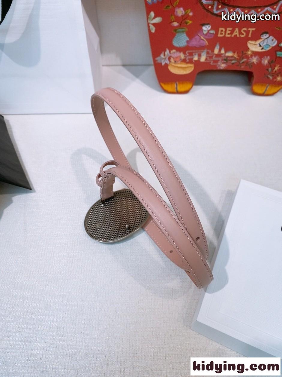 洗練された 人気 セリーヌ ベルト 偽物 レザー ナローベルト ピンク-3