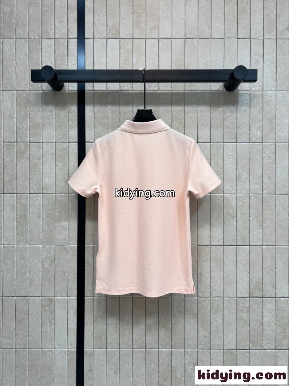 シンプル ロゴ刺繍 ポロシャツ クリスチャン・ディオール Tシャツ 偽物 ピーチピンク-4