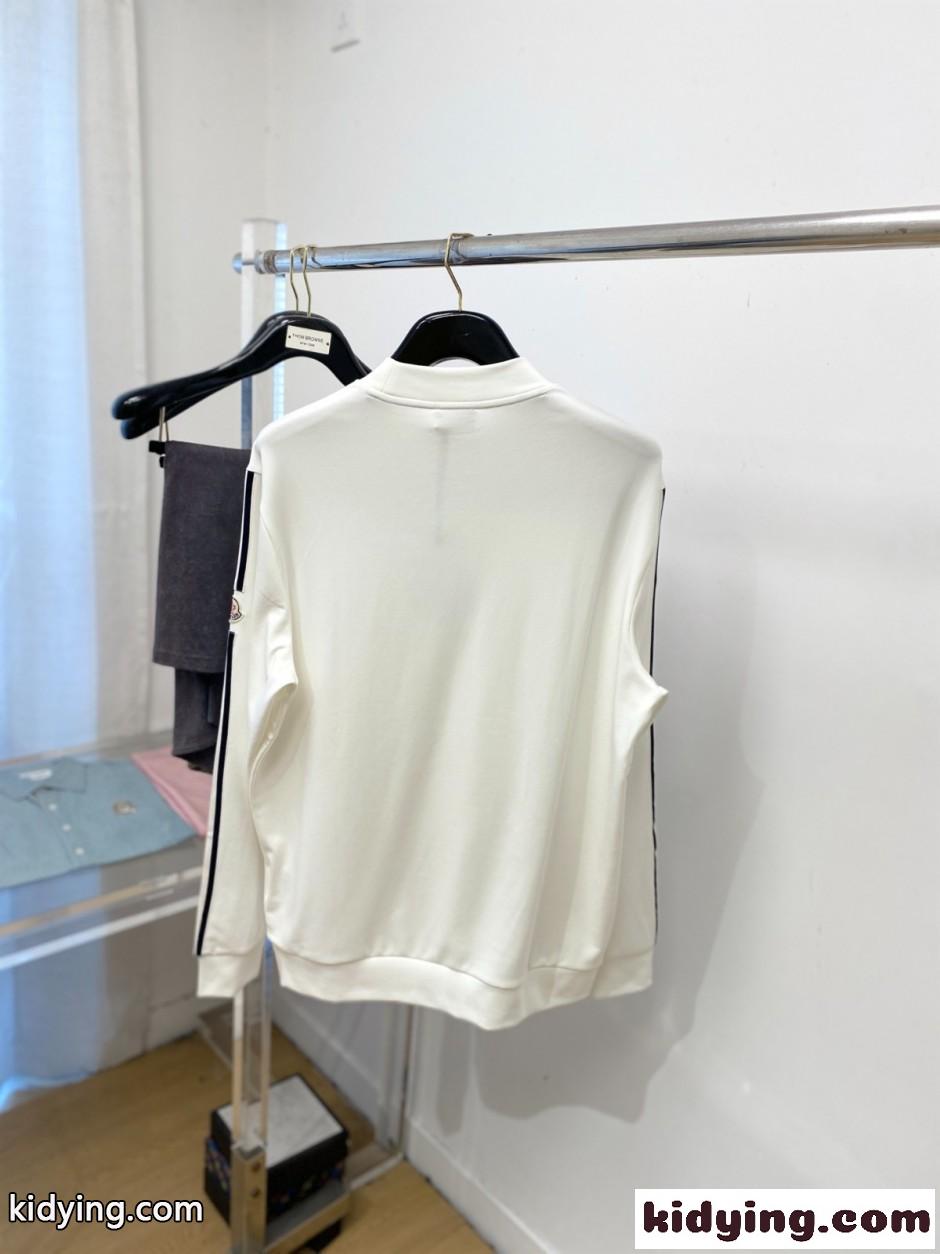 サイドライン クルーネック スウェットシャツ モンクレール Tシャツ 偽物 コットン ホワイト-3