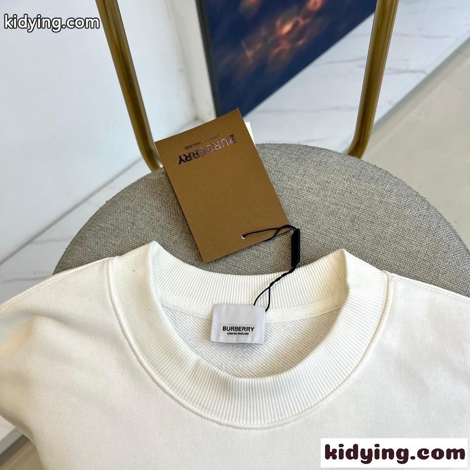 定番 クルーネック スウェットシャツ バーバリー Tシャツ 偽物 コットン ホワイト-2