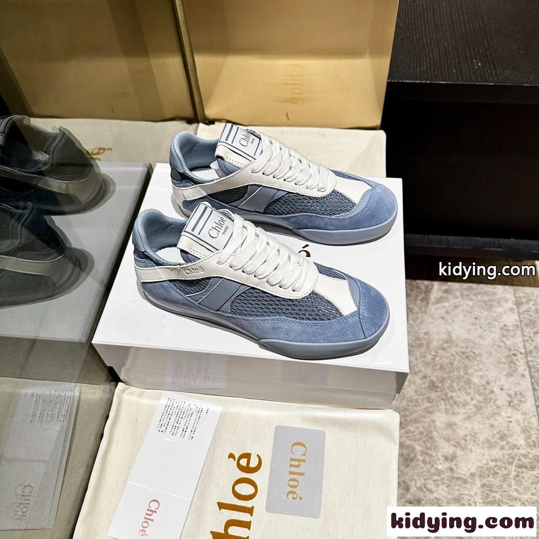 クロエ スニーカー スーパーコピー メッシュ&レザー CHLOÉ KICK スニーカー ライトブルー-3