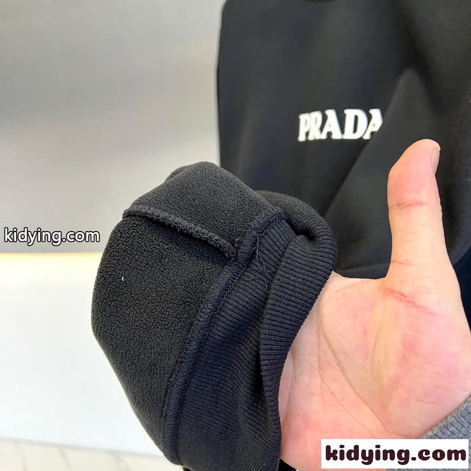 スウェットシャツ×スウェットパンツ 裏起毛 プラダ セットアップ 偽物 上下セット グレー-2
