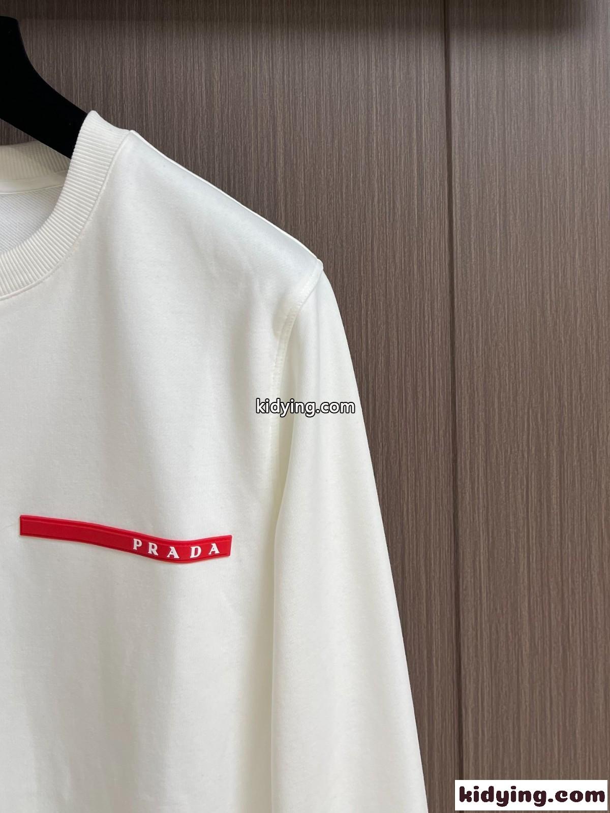 プラダ Tシャツ コピー クルーネック スウェットシャツ ホワイト-2