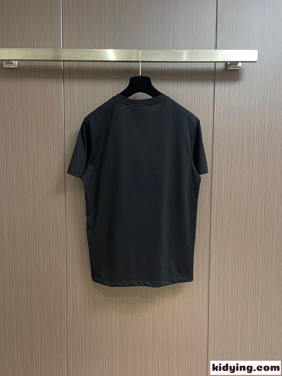 シンプル ロゴ入り クルーネック 半袖Tシャツ バルマン Tシャツ コピー ブラック-0