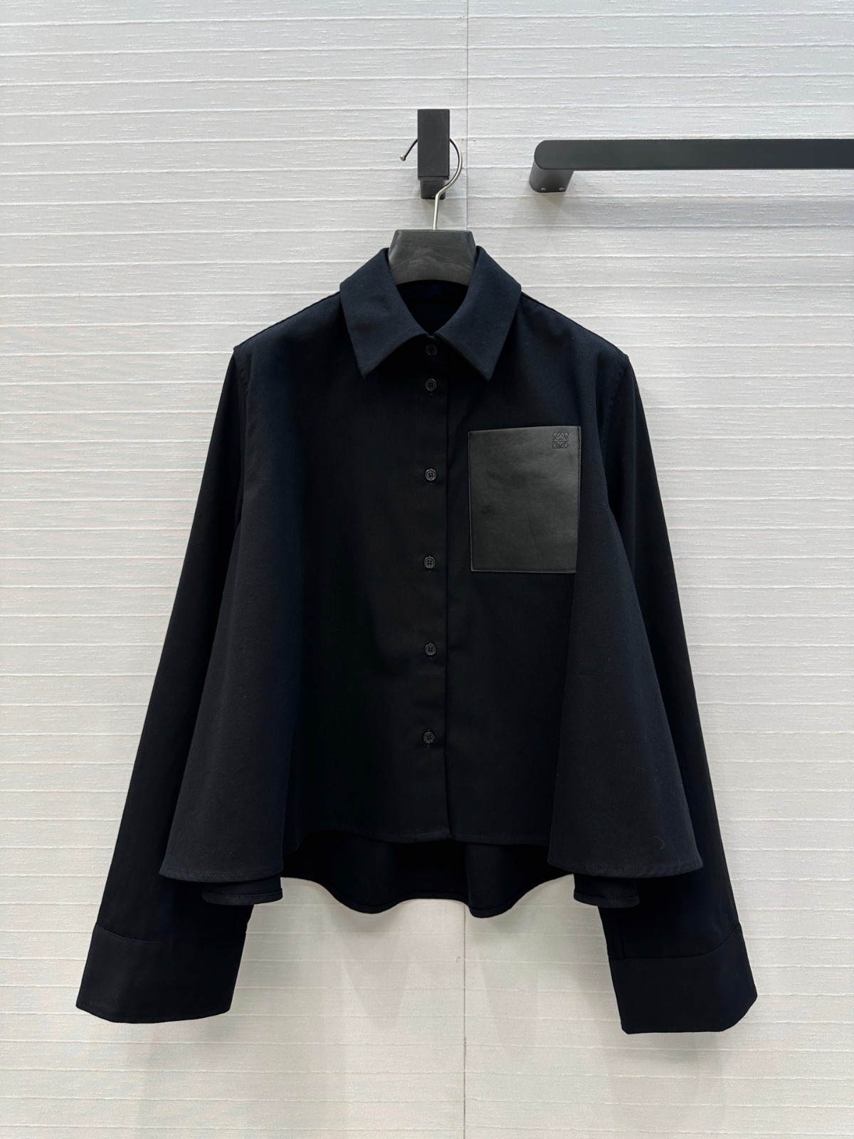 カジュアル リラックス コットン 長袖トップス ロエベ シャツ コピー ブラック-0