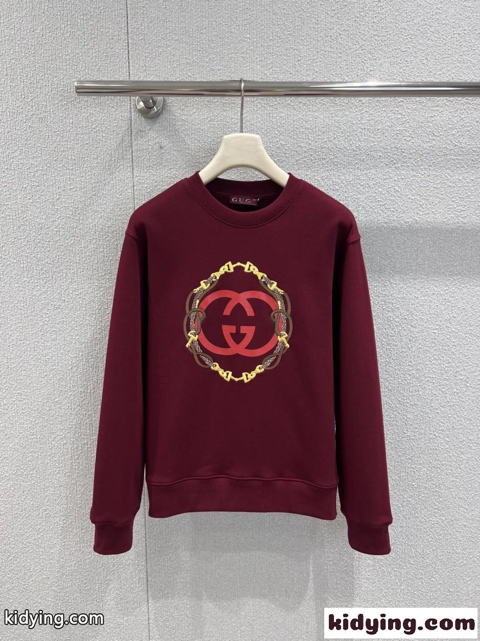 プリント コットンフリース スウェットシャツ グッチ Tシャツ 偽物 ボルドー-1