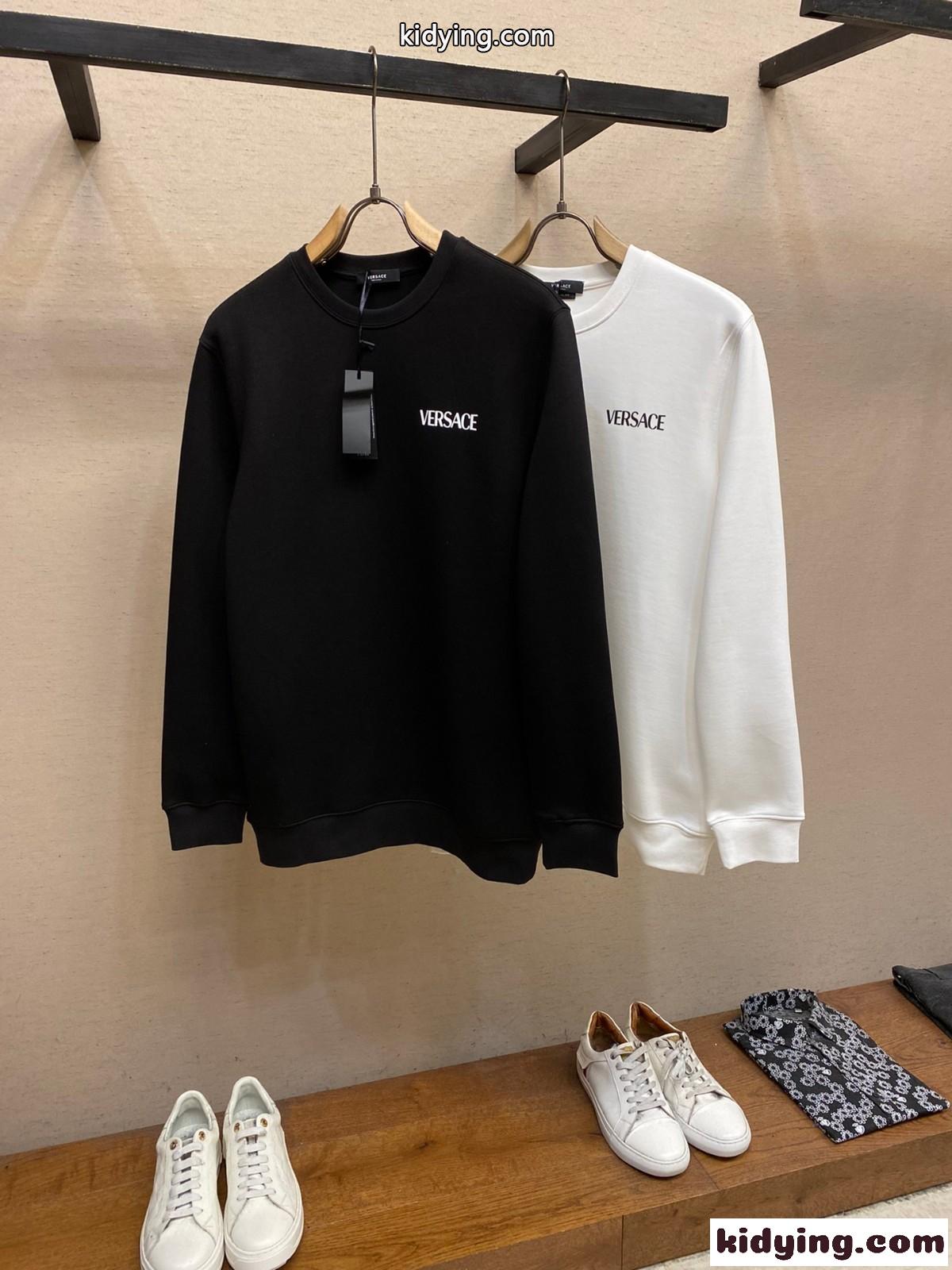 シンプル ロゴ クルーネック スウェットシャツ ヴェルサーチェ Tシャツ コピー コットン-0