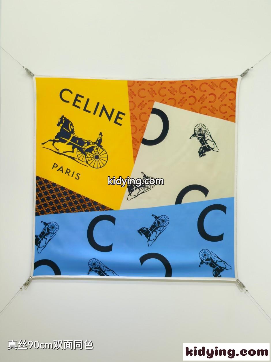 90×90cm シルク スクエアスカーフ セリーヌ スカーフ コピー 合わせやすい-0