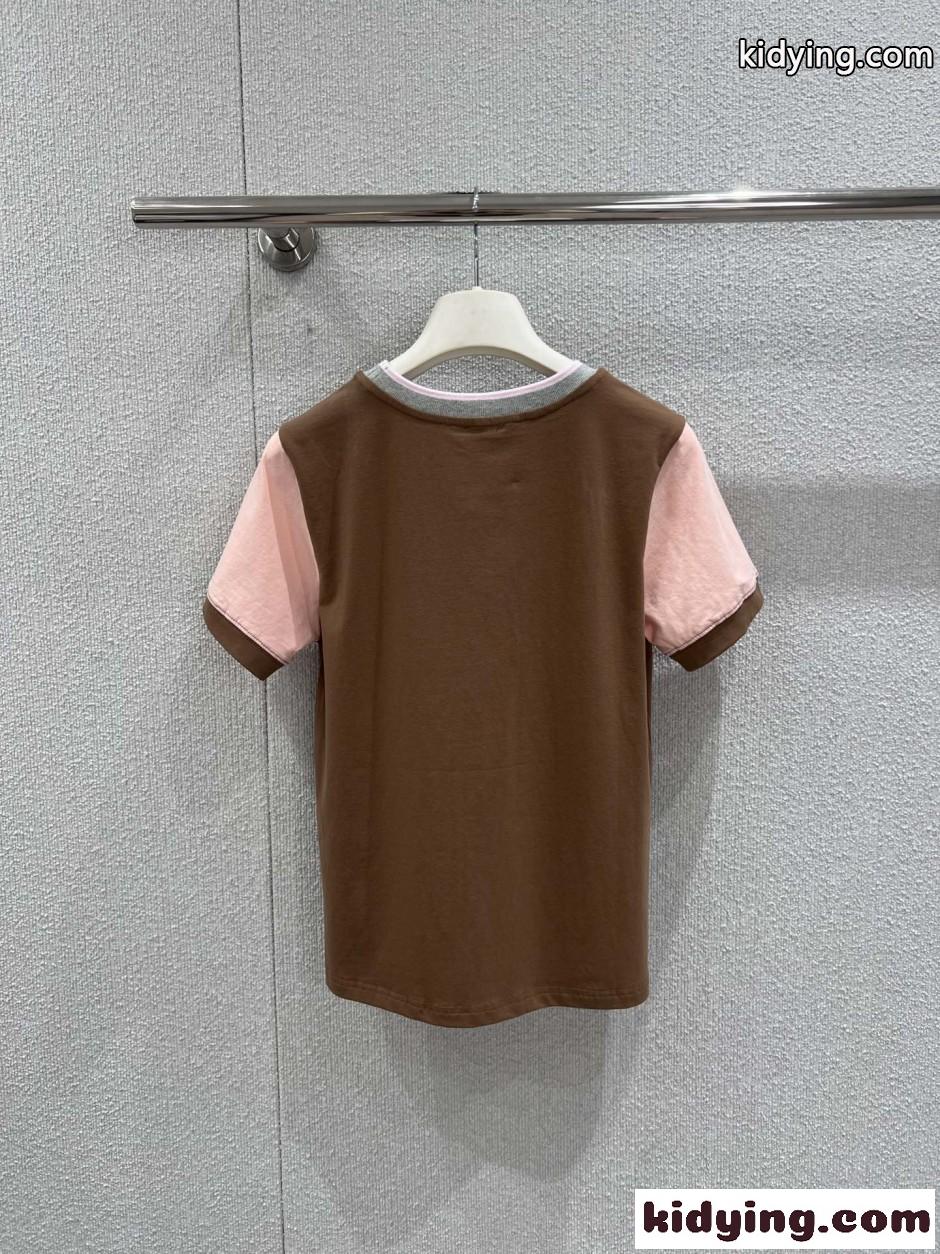 おしゃれ 配色 スモールフィット 半袖Tシャツ ロエベ Tシャツ コピー コットン-1