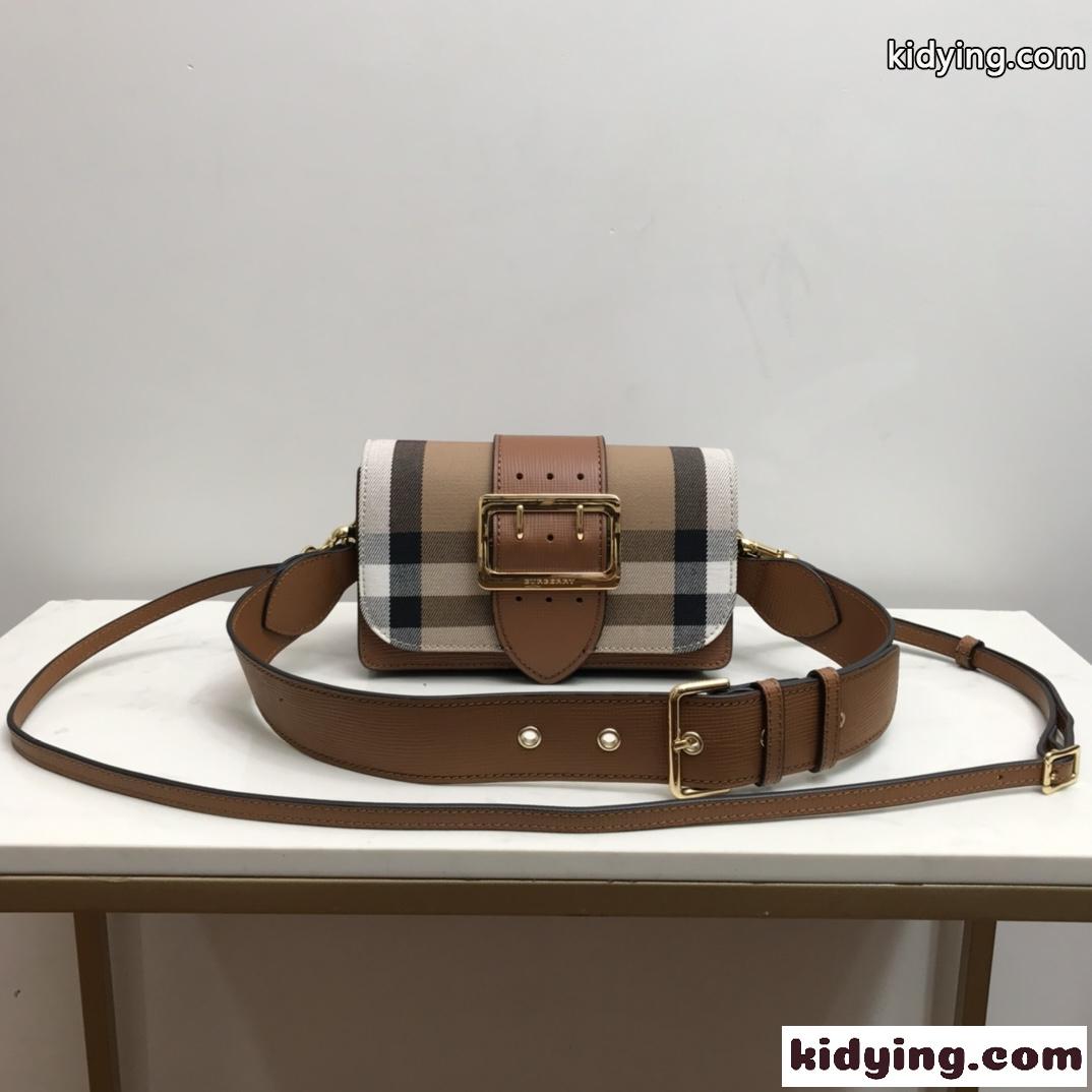 THE BUCKLE - HOUSE チェック レザー バーバリー バッグ コピー コンパクト お洒落 ショルダーバッグ-0