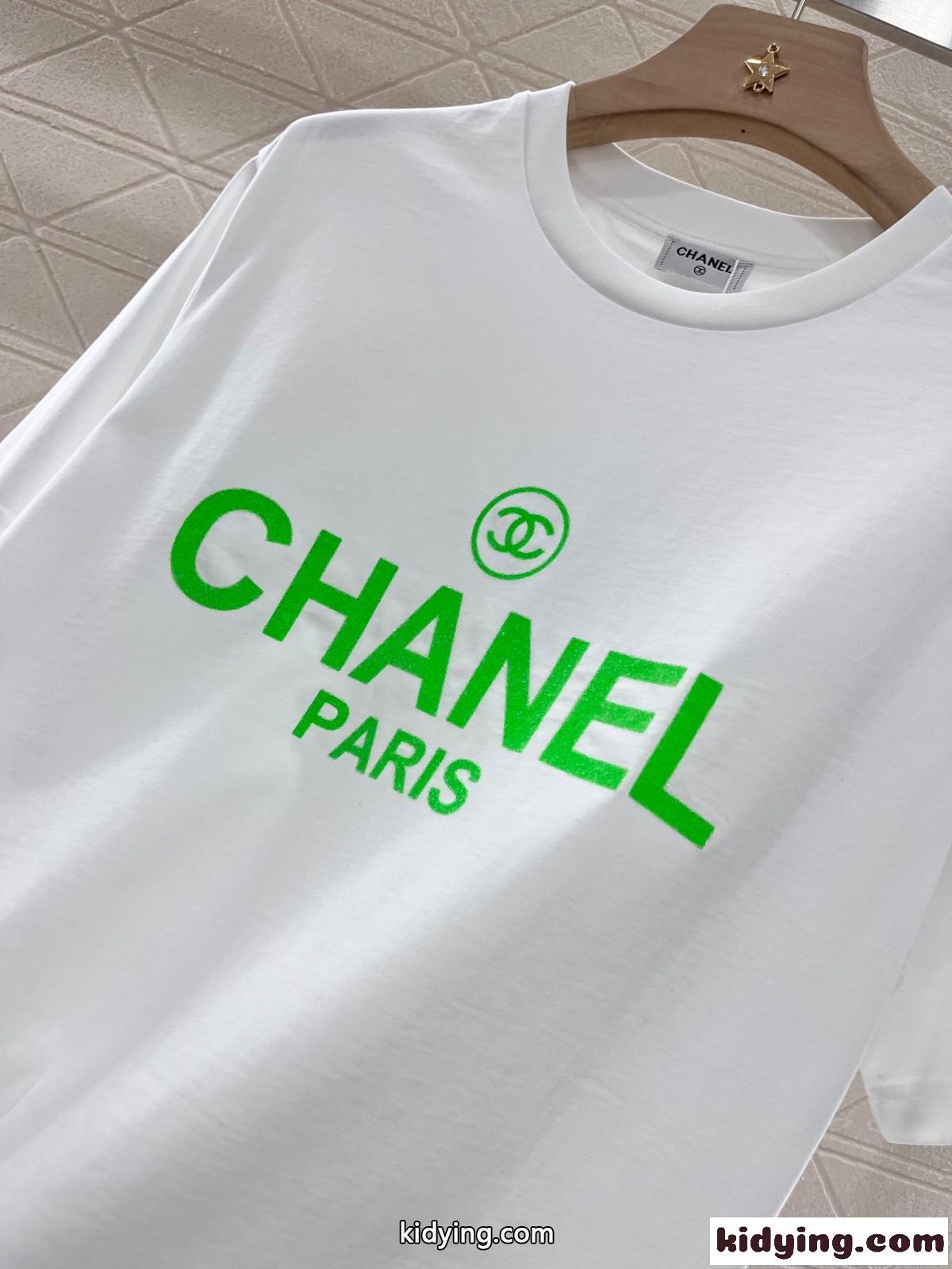 シャネル Tシャツ コピー シンプル プリント コットン 半袖Tシャツ ホワイト-3