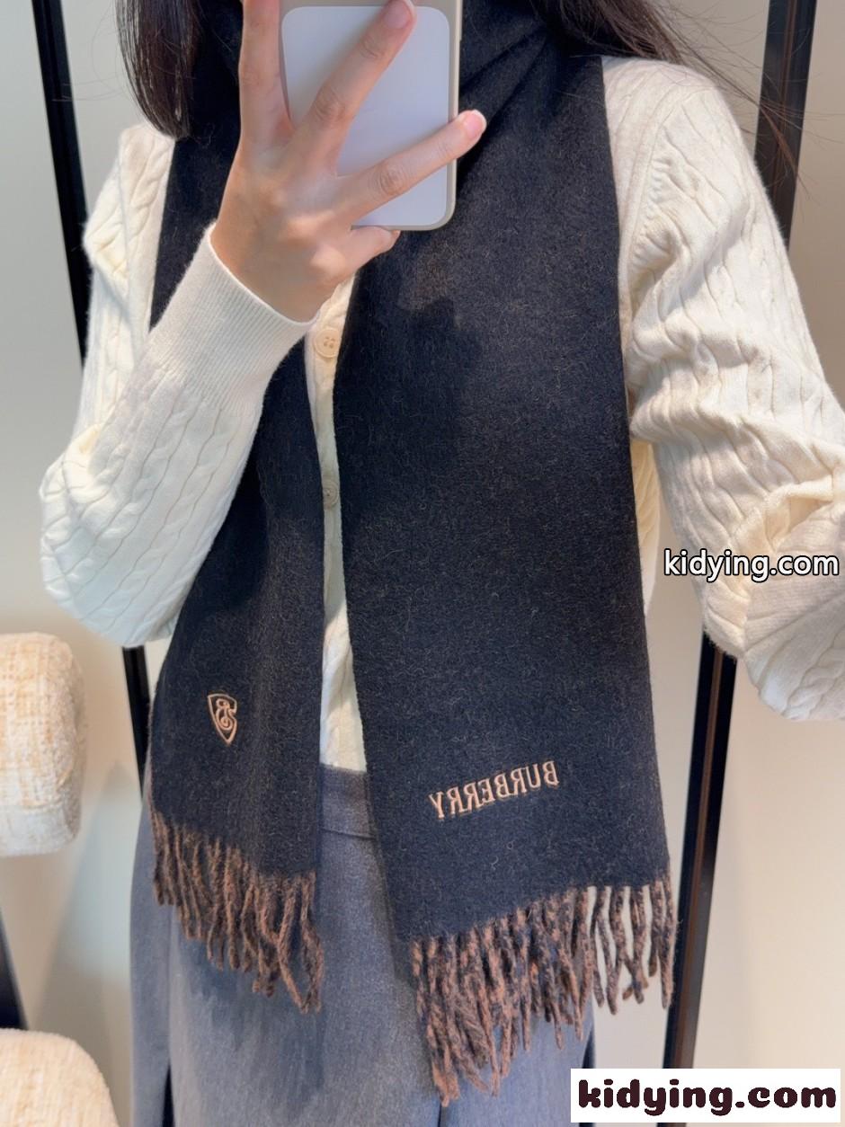 ユニセックス 合わせやすい バーバリー スカーフ 偽物 ロゴ刺繍 リバーシブル マフラー-2