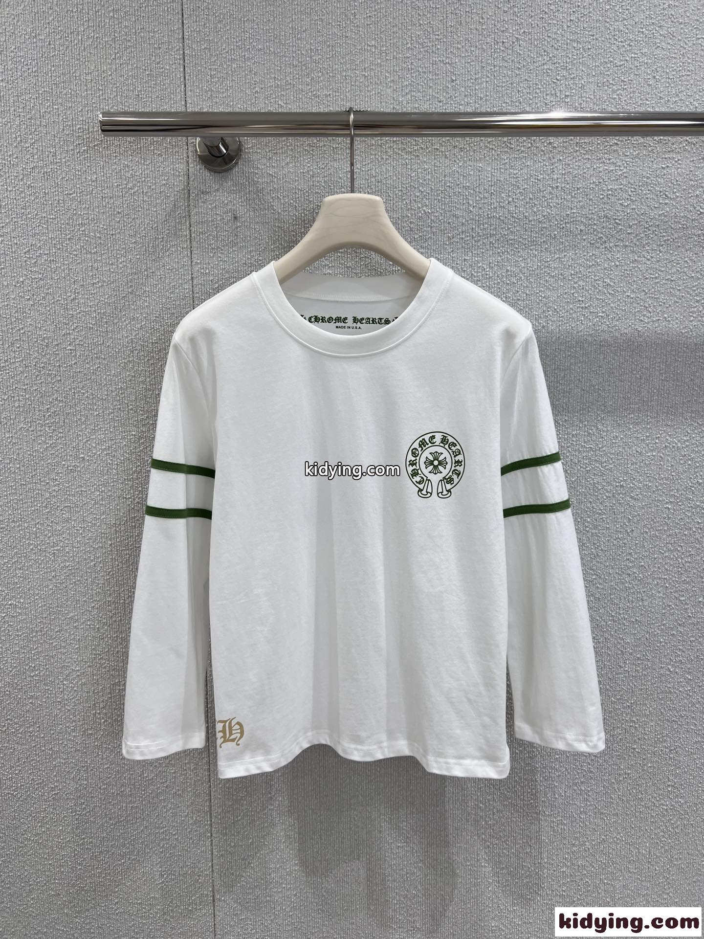 ストリート カジュアル ロゴ 長袖Tシャツ クロムハーツ Tシャツ 偽物 ホワイト-1