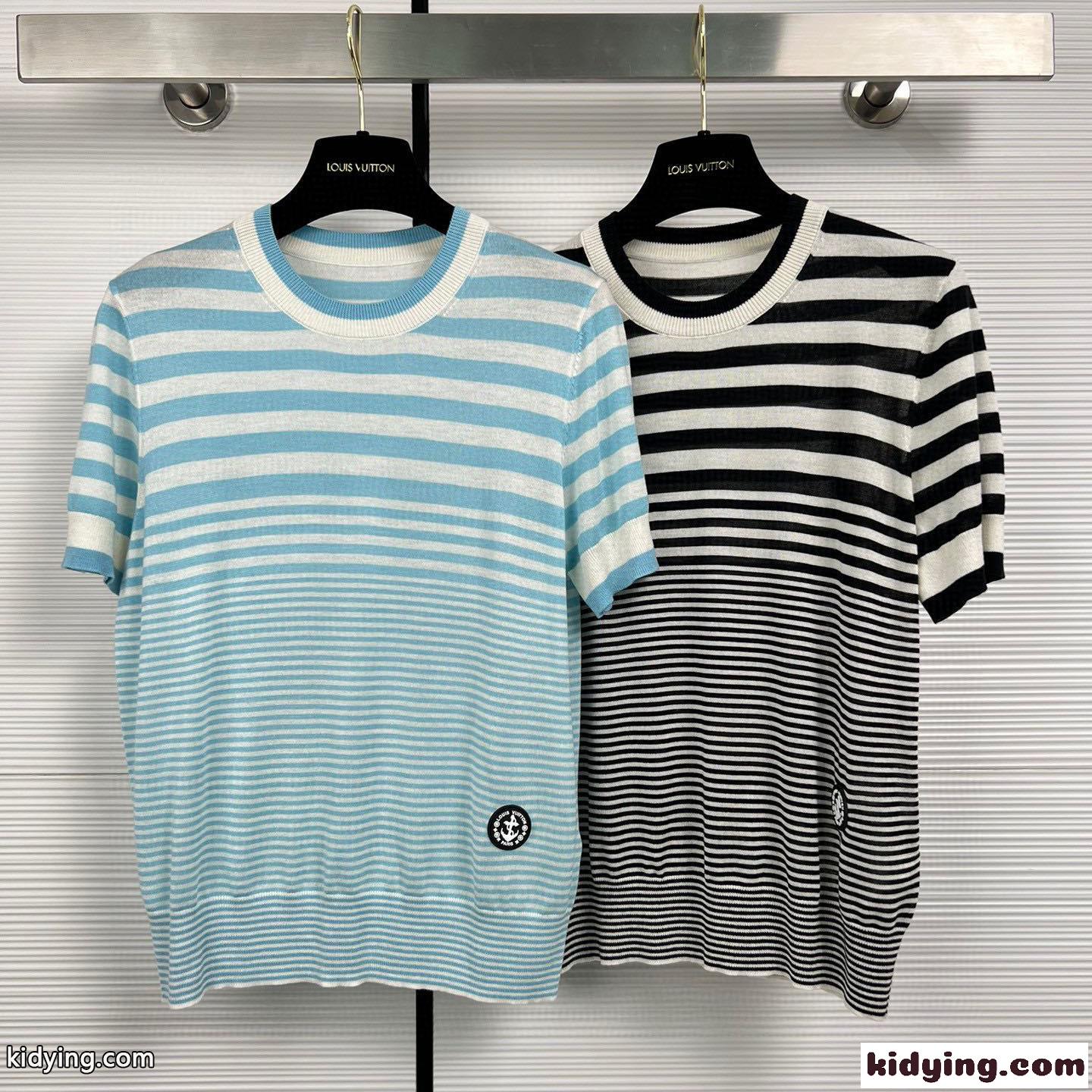 ミックスドストライプ ニット トップ ルイ・ヴィトン Tシャツ コピー 半袖-0